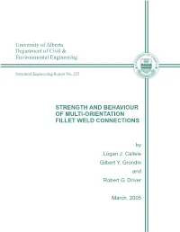 Strength and Behaviour of Multi-Orientation Fillet Weld Connections