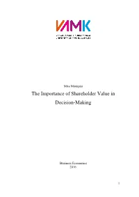 The Importance of Shareholder Value in Decision-Making