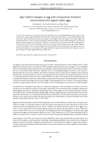 Age-Related Changes in Egg Yolk Composition Between Conventional