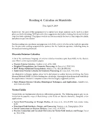 Reading 4: Calculus on Manifolds