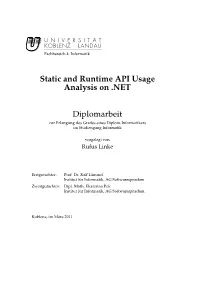 Static and Runtime API Usage Analysis on .NET Diplomarbeit