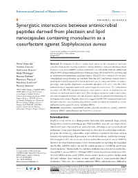 Synergistic Interactions Between Antimicrobial Peptides Derived From