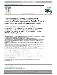 The Implications of Hypersomnia in the Context of Major Depression: Results from a Large, International, Observational Study