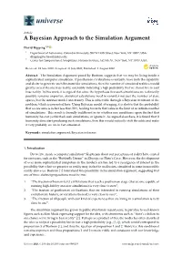 A Bayesian Approach to the Simulation Argument