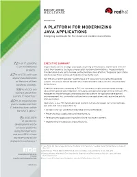 A PLATFORM for MODERNIZING JAVA APPLICATIONS Designing Workloads for the Cloud and Modern Ecosystems