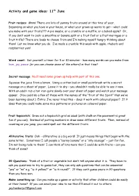 Activity and Game Ideas: 11Th June
