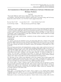 An Examination of Brand Equity Differences Between Utilitarian and Hedonic Products