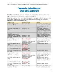 Calendar for Federal Reports: What Is Due and When?
