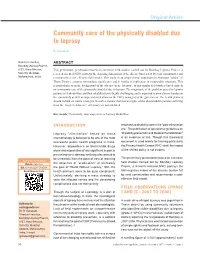 Community Care of the Physically Disabled Due to Leprosy