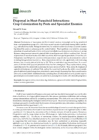 Crop Colonization by Pests and Specialist Enemies