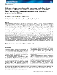 Differences in Patterns of Cannabis Use Among Youth