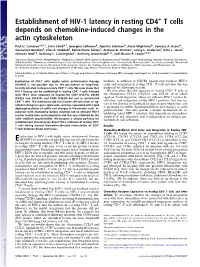 Establishment of HIV-1 Latency in Resting CD4+ T Cells Depends on Chemokine-Induced Changes in the Actin Cytoskeleton