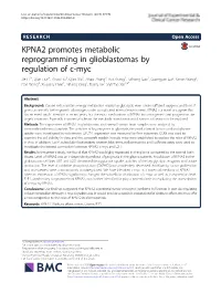 KPNA2 Promotes Metabolic Reprogramming in Glioblastomas By
