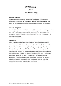NTC Glossary 2010 Tidal Terminology