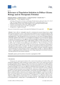Relevance of Translation Initiation in Diffuse Glioma Biology and Its