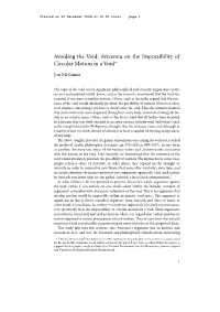 Avoiding the Void: Avicenna on the Impossibility of Circular Motion in a Void*
