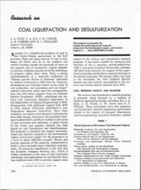 Coal Liquefaction and Desulfurization
