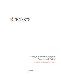 Genesys Interactive Insights Deployment Guide