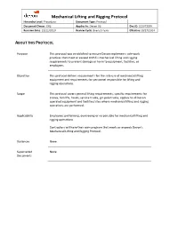 Mechanical Lifting and Rigging Protocol