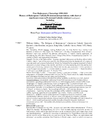 Post-Shakespeare 1900-2010 Chronology