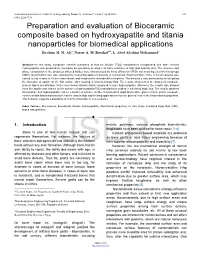 Preparation and Evaluation of Bioceramic Composite Based on Hydroxyapatite and Titania Nanoparticles for Biomedical Applications Ibrahim