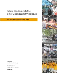 Rebuild Chinatown Initiative: the Community Speaks