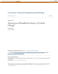 Stereotypes of Disabled in Society: a Call for Change Emily Kimble University of Dayton