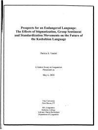 The Effects of Stigmatization, Group Sentiment and Standardization Movements on the Future of the Kashubian Language