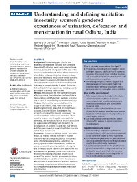 Understanding and Defining Sanitation Insecurity: Women's Gendered