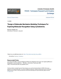 Design of Molecular Mechanics Modeling Techniques for Exploring Molecular Recognition Using Cyclodextrins