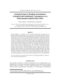 Ecological Traps in Changing Environments: Ecological and Evolutionary Consequences of a Behaviourally Mediated Allee Effect