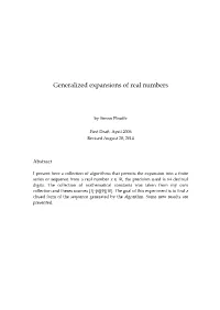 Generalized Expansions of Real Numbers