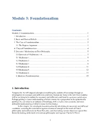 Module 3: Foundationalism & Descartes's