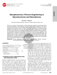 Nanophononics: Phonon Engineering in Nanostructures and Nanodevices