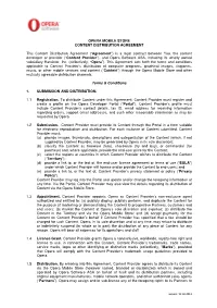OPERA MOBILE STORE CONTENT DISTRIBUTION AGREEMENT This