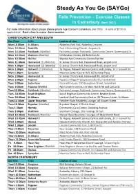Steady As You Go (Saygo) Falls Prevention – Exercise Classes in Canterbury (April 2021)