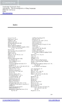The Sociolinguistics of Sing Languages Edited by Ceil Lucas Index More Information