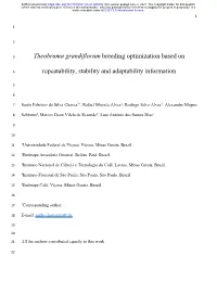 Theobroma Grandiflorum Breeding Optimization Based on Repeatability
