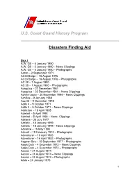 U.S. Coast Guard History Program Disasters Finding