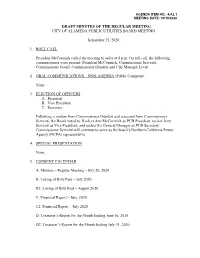 Draft Minutes of the Regular Meeting City of Alameda Public Utilities Board Meeting