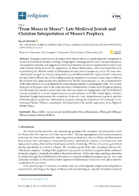 From Moses to Moses”: Late Medieval Jewish and Christian Interpretation of Moses’S Prophecy