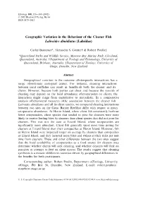 Geographic Variation in the Behaviour of the Cleaner Fish Labroides Dimidiatus (Labridae)