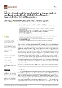 Selective Oxidation of Cinnamyl Alcohol to Cinnamaldehyde Over Functionalized Multi-Walled Carbon Nanotubes Supported Silver-Cobalt Nanoparticles