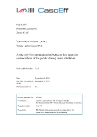 A Strategy for Communication Between Key Agencies and Members of the Public During Crisis Situations