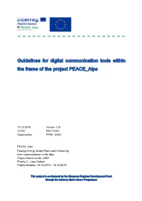 Guidelines for Digital Communication Tools Within the Frame of the Project PEACE Alps
