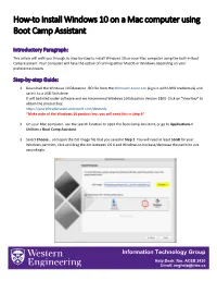 How-To Install Windows 10 on a Mac Computer Using Boot Camp Assistant