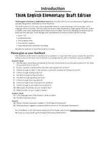 Introduction Think English Elementary: Draft Edition