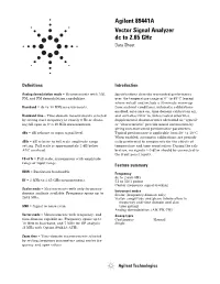 Agilent 89441A Vector Signal Analyzer Dc to 2.65 Ghz Data Sheet