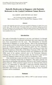 Butterfly Biodiversity in Singapore with Particular Reference to the Central