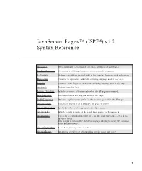 Javaserver Pages™ (JSP™) V1.2 Syntax Reference